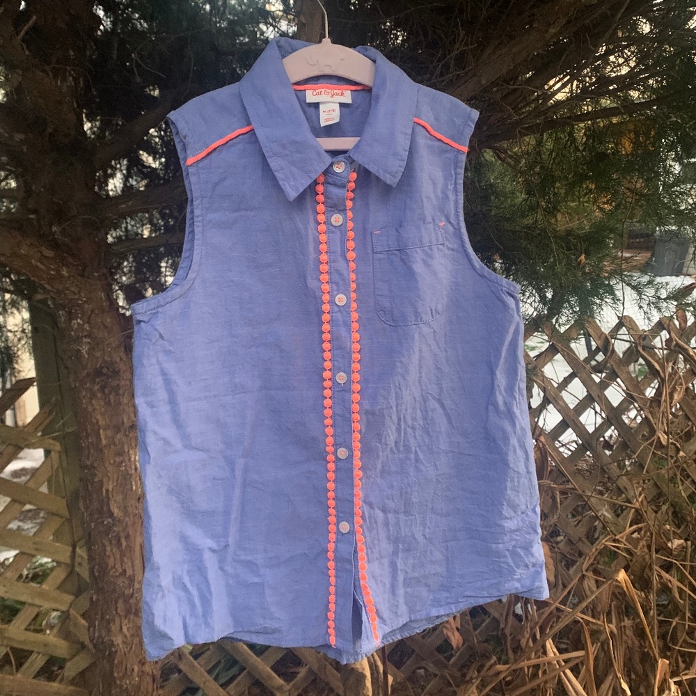 Cat and Jack girls button down tank top with collar